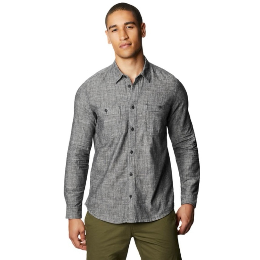 Mountain Hardwear Med Piney Creek Men's Gray Button-Up Shirt Hemp Cotton Blend